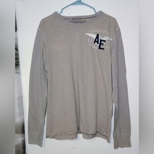 American Eagle Outfitters Men's Gray Long Sleeve Shirt